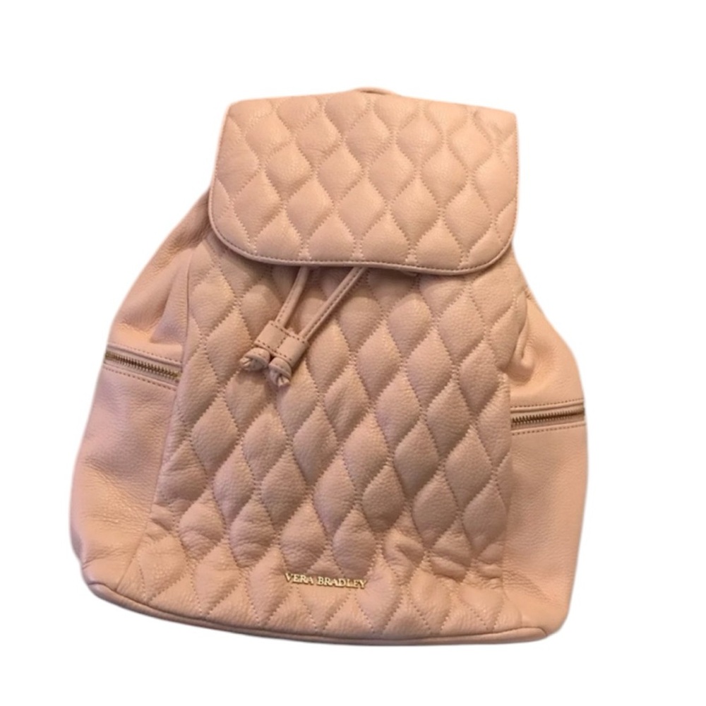Vera Bradley Quilted Leather Amy Backpack Blush Baby Pink Travel Floral Purse - Picture 2 of 10